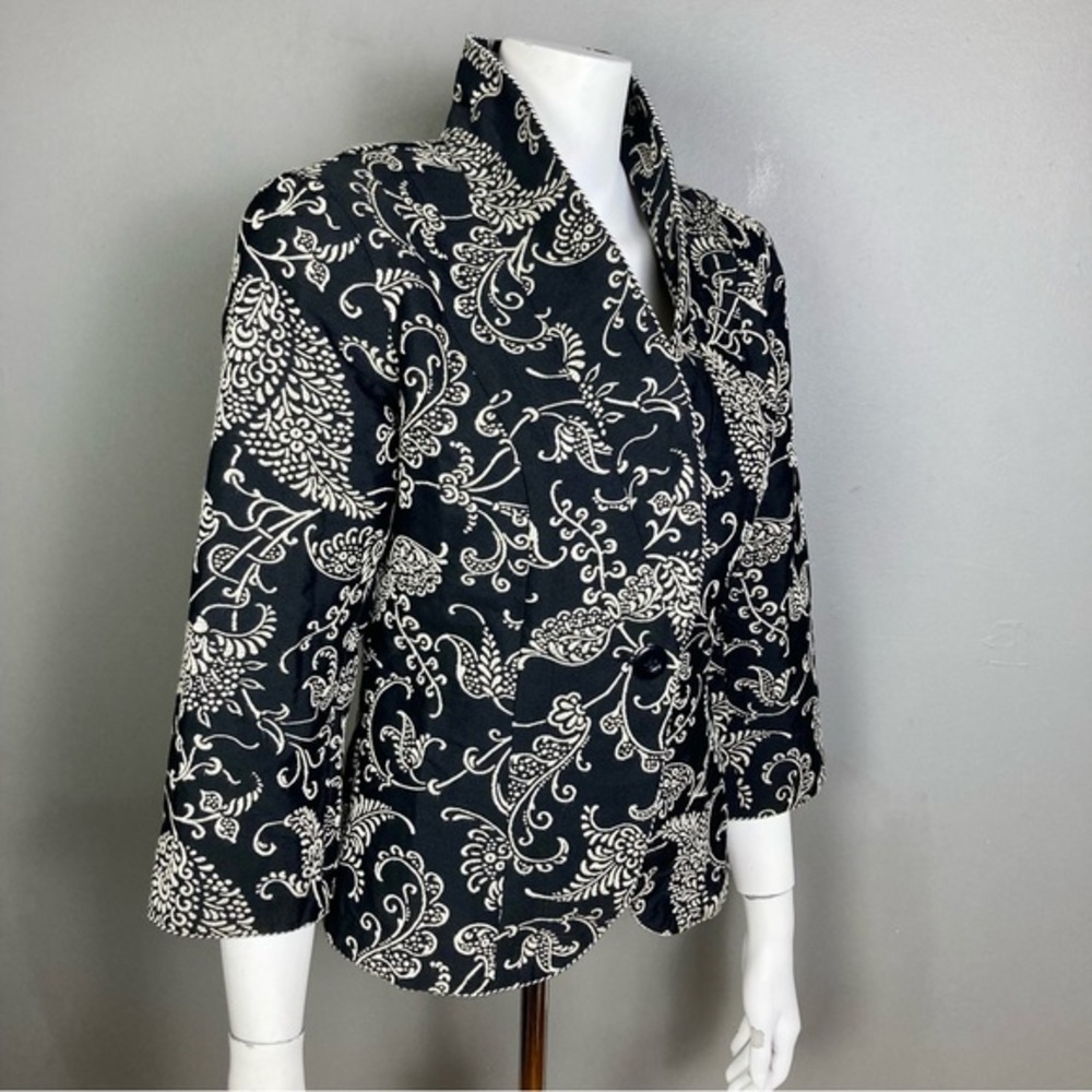 CAbi‎ blazer jacket size 6 black tapestry brocade toile versatile transitional